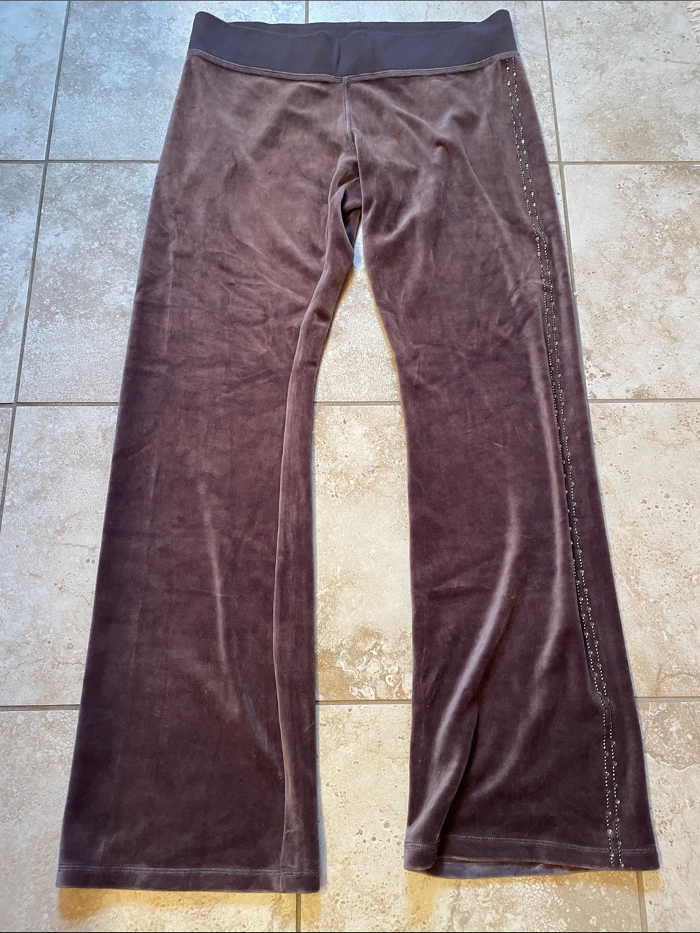 Express Gray Velour Flare Pants with Side Stud Detail